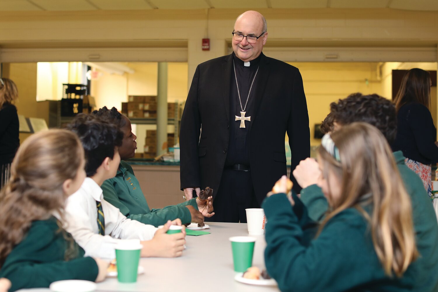 Bishop Richard G. Henning visits St. Augustine School, Providence.